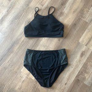 Athleta Green and Black Two Piece Swim